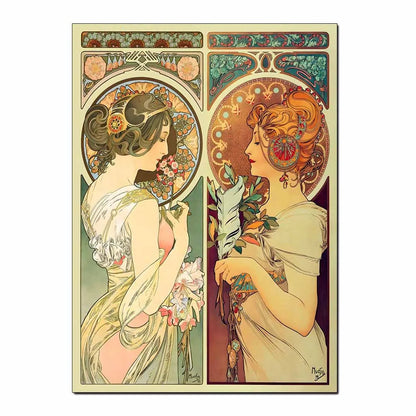 Art Nouveau Retro Poster Abstract Wallpaper Print Canvas Painting Wall Art Picture for Living Room Home Decor Aesthetic Mural