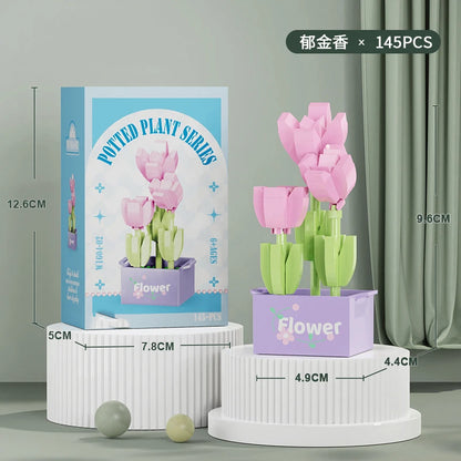 Flower Bouquet Mini Particle Building Blocks Flower Kit 3D DIY Creative Plants Micro Bricks for Home Decor Girl Gift Adults Kids