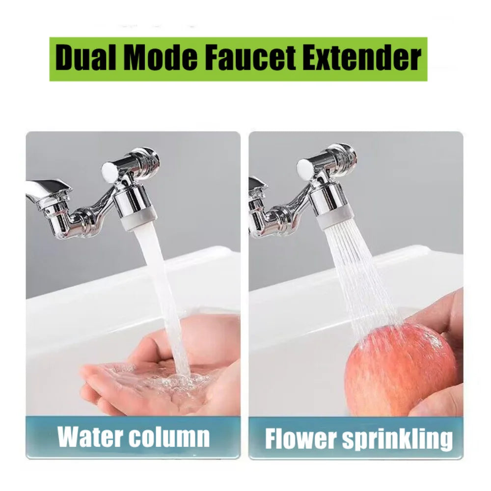 Metal Universal 1080 °Swivel Extension Faucet Aerator 2 Water Faucets Bubbler Nozzle for Kitchen Sink Tap Extender Sprayer Head