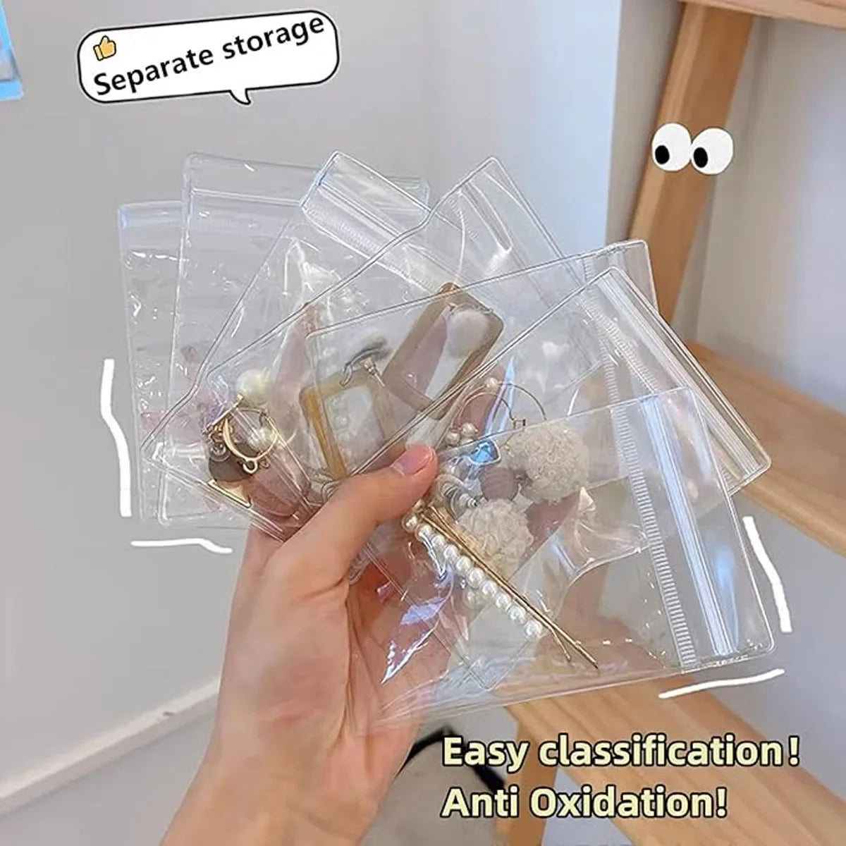 Clear Earring Bags Waterproof Bags Thickened Reusable Storage Pouch for Jewelry Rings Necklace Bracelet