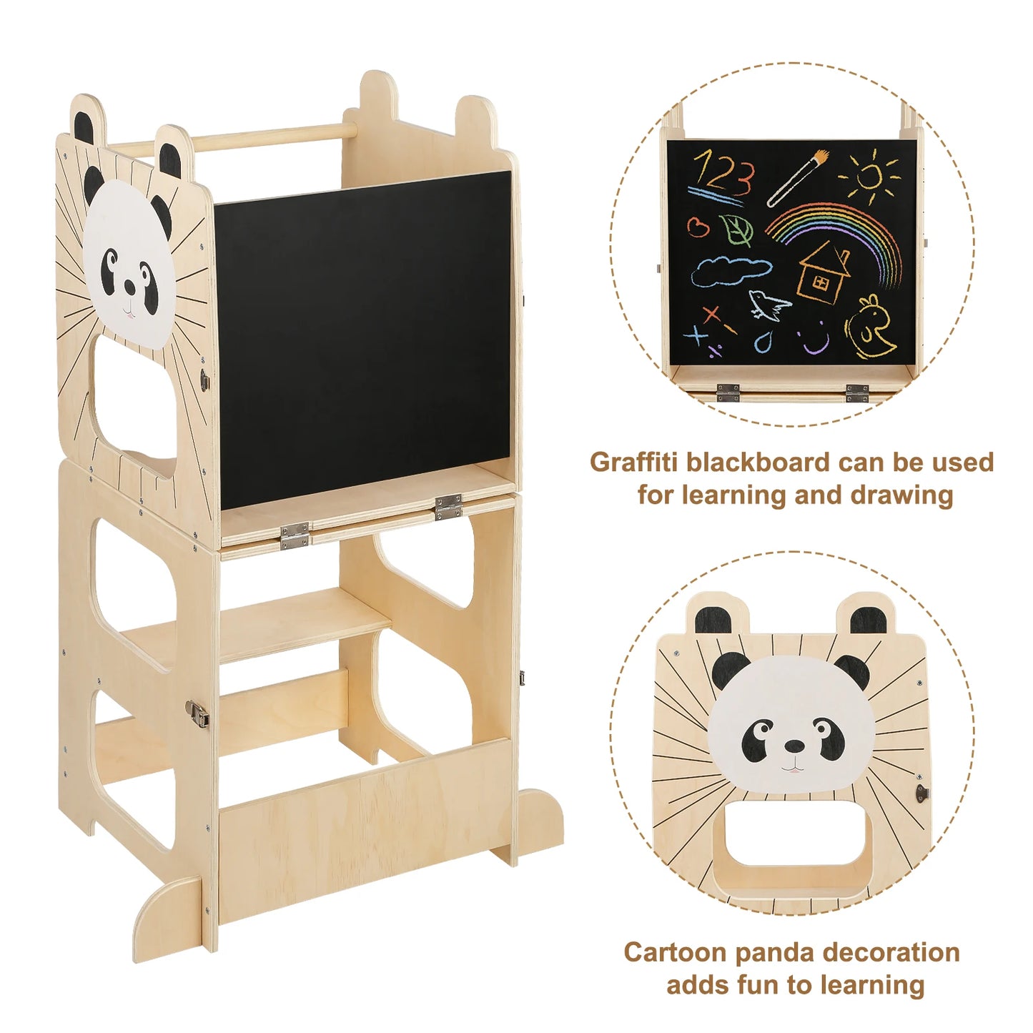 Learning Tower For Children, Montessori Learning Tower With Blackboard, Learning Tower From 1 Year For Kitchen Table Bathroom