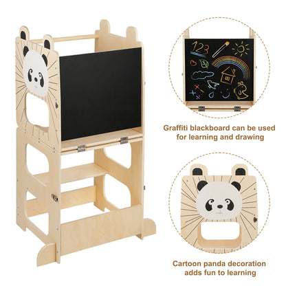 Learning Tower For Children, Montessori Learning Tower With Blackboard, Learning Tower From 1 Year For Kitchen Table Bathroom