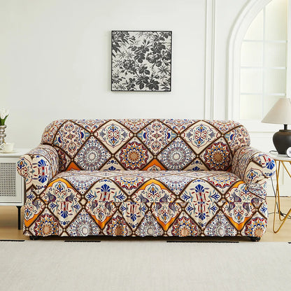 1 PC Printed sofa cover with skirt high elasticity soft hand feel pet stain resistant decorative sofa
