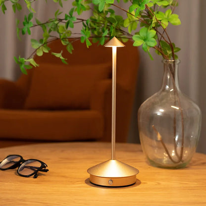 Rechargeable Cone Head Touch Sensor LED Table Lamp - 3 CCT Stepless Dimming for Restaurant Hotel Bedroom Bar Home Decor