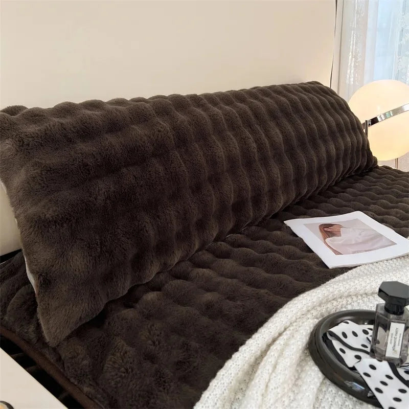 1pc Solid-color Plush Pillow Long Pillowcase, Decorative Pillowcase (without Core), Soft and Comfortable Fabric