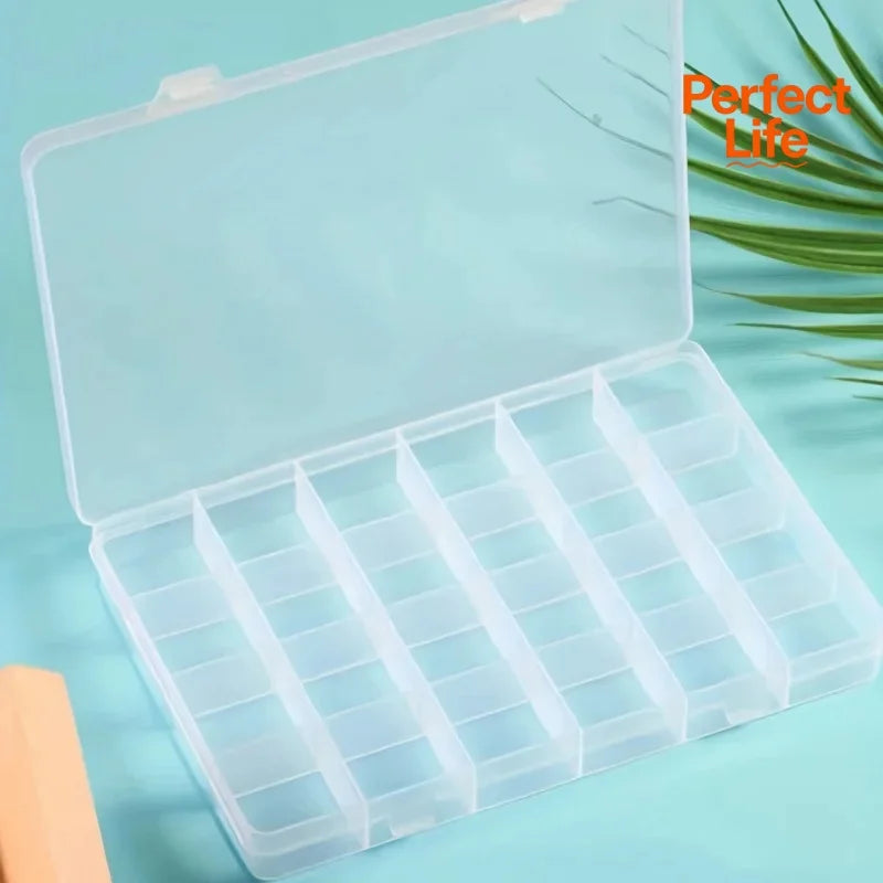 Plastic Storage Box Case Slot Pills Jewelry Beads Earring Case Organizer 24 grids Jewlery Box Large Capacity Square Transparent