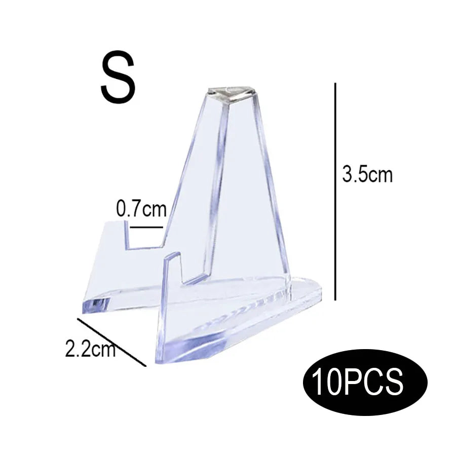 Acrylic Display Holder Transparent Triangle Commemorative Coin Small Photo fram Card Holder Rack Phone Stand Home Decor