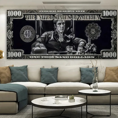 Classic Movie Canvas Painting Scarface Tony Montana Poster Dollar Wall Art Money Pictures Print Living Room Home Decor Artwork