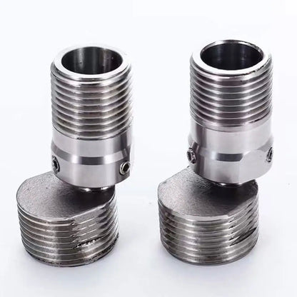 304 Stainless Steel Angled Curved Foot Wall Mounted Eccentric Screw Corner 360° Rotatable Adjustable Shower Faucet Adapter