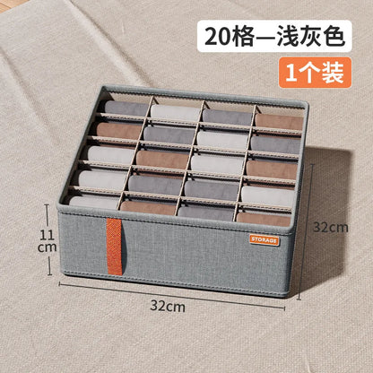6-20 cell Underwear Storage Box Dark Grey Socks Bra organizer Drawer Division Multifunctional Household Wardrobe Classification