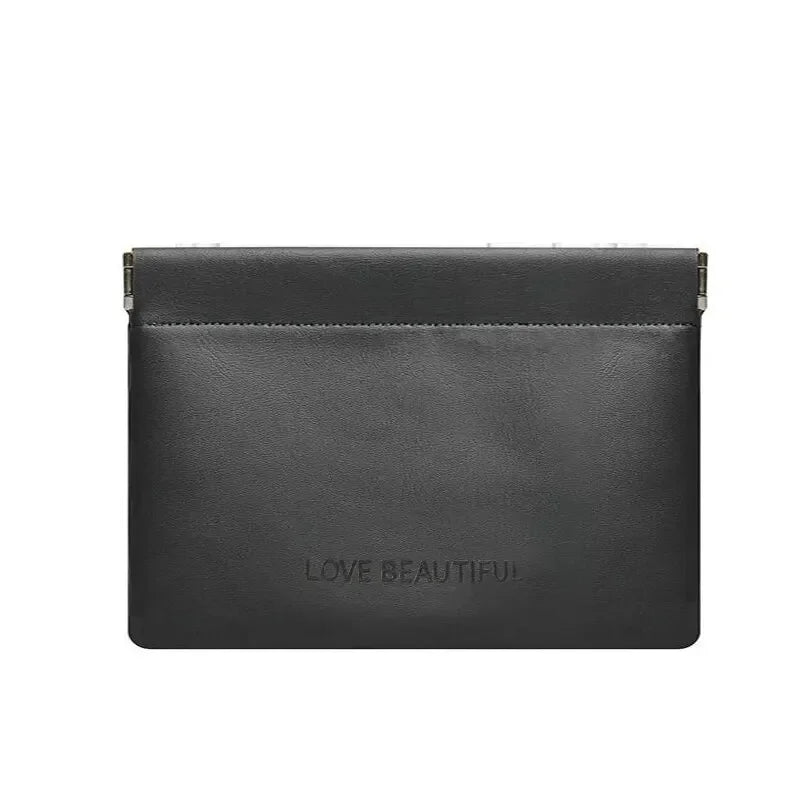 Fashion PU Leather Storage Bag Automatic Closure Waterproof Purse Portable Earphone Charging Line Cosmetic Lipstick Jewelry Bag