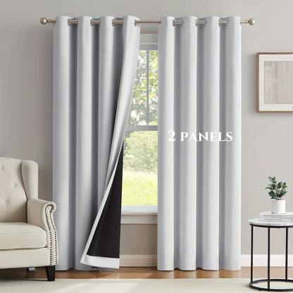 2pcs Modern 100% Blackout Solid Curtains, Window Curtains for Living Room, Bedroom, Kitchen, Home Decoration, Privacy Draps