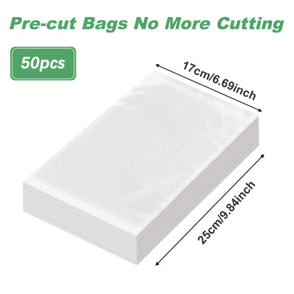 50pcs/Lot Food Vacuum Plastic Sealing Bags Food Preservation Sealed Bag Household Reusable Vacuum Sealer Bag Kitchen Accessories