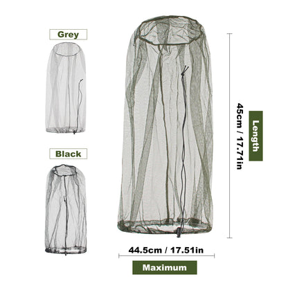 1Pc Ultra Large & Long Extra Fine Holes Mesh Soft Durable Fly Screen Premium Mosquito Insect Head Net Face Protector Camping Cap