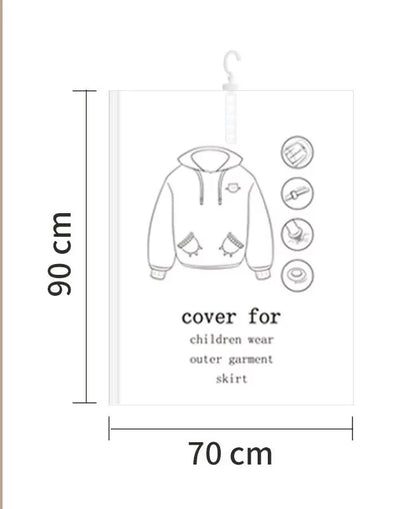 Hanging Vacuum Space Saver Bags Closet Organizer Storage Bags, Vacuum Seal Clear Bags for Clothes, Suits, Dress Or Jacke