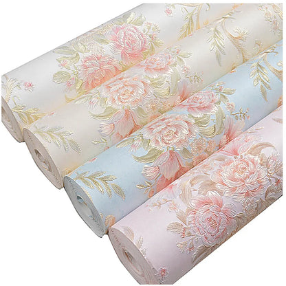 European wallpaper self-adhesive pastoral flower luxury wall stickers self-adhesive bedroom living room home background wall wal