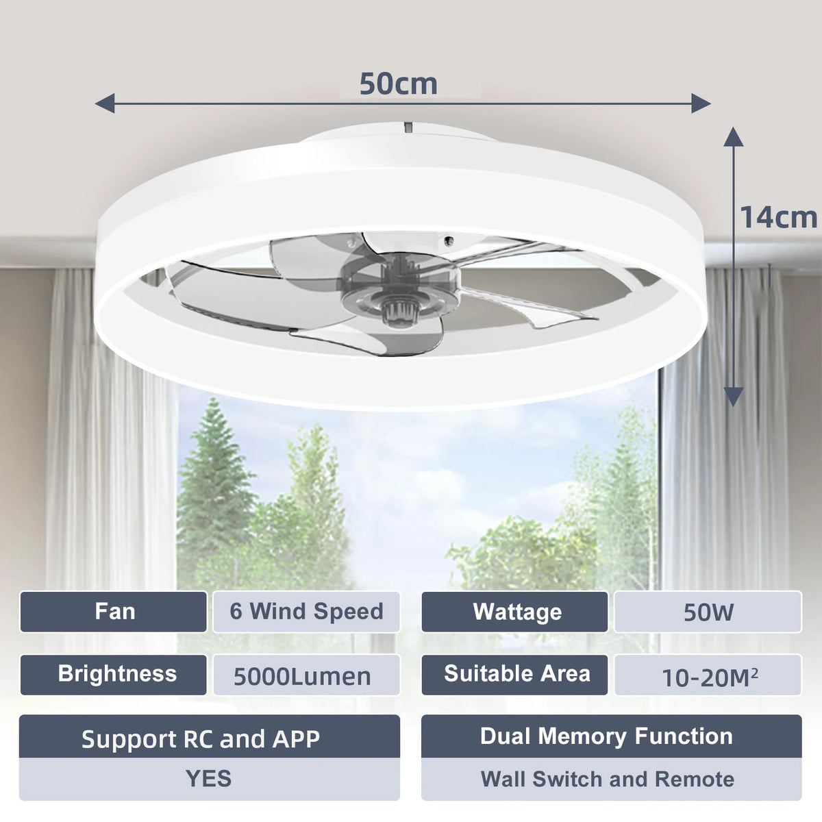 Simple LED Ceiling Fan Light Remote Control with Infinite Dimming 6 Levels of Wind Speed Living Room Bedroom chandelier fan