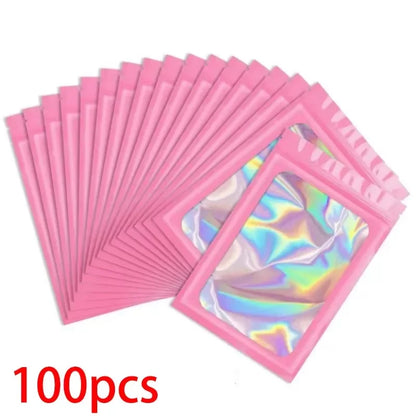 50/100PC Thicken Ziplock Bags Holographic Laser Color Plastic Pouch For DIY Jewelry Retail Storage Pouch Zip Lock Bag NO Hole