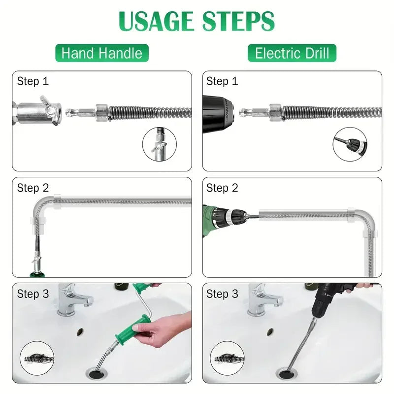 Bathroom Kitchen 1-10M Spring Pipe Sewer Unblocker Pipe Dredging Tool Sinks Basin Pipeline Clogged Remover Tools Drain Cleaner