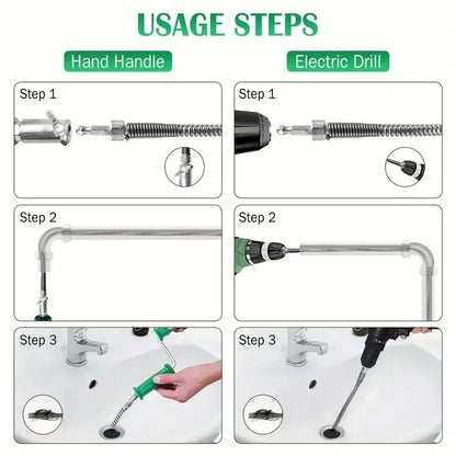 Bathroom Kitchen 1-10M Spring Pipe Sewer Unblocker Pipe Dredging Tool Sinks Basin Pipeline Clogged Remover Tools Drain Cleaner