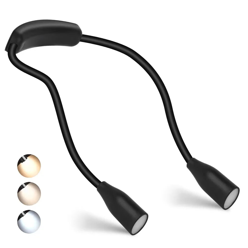 Rechargeable LED Neck Reading Lights Neck Light for Reading Lamp 3 Colors 9 Brightness Flexible Arm Neck Light Read Book Light