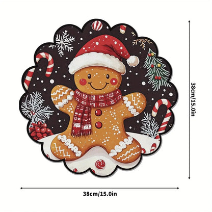 4PCS Christmas Circular Waves Placemats Non Slip Heat Resistant Table Mats Winter Dining Party Christmas Decor Round Tablecloth