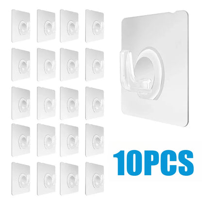 30PCS Wall Hooks Transparent Strong Self Adhesive Key Towel Door Wall Hanger Hanging Kitchen Bathroom Accessories Hooks