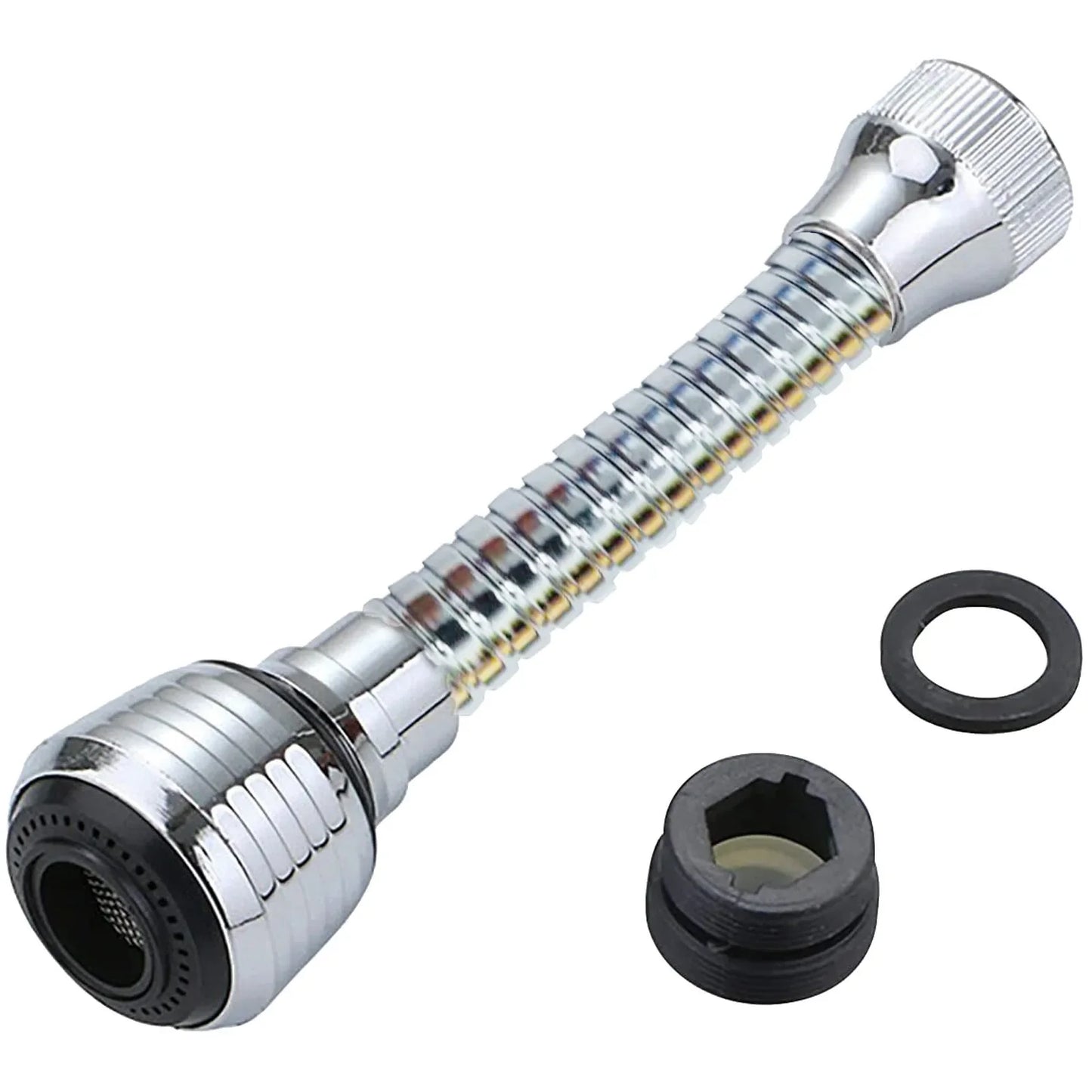 Kitchen faucet sprinkler water-saving device lengthening rotating splash proof sprinkler spray extender bubbler