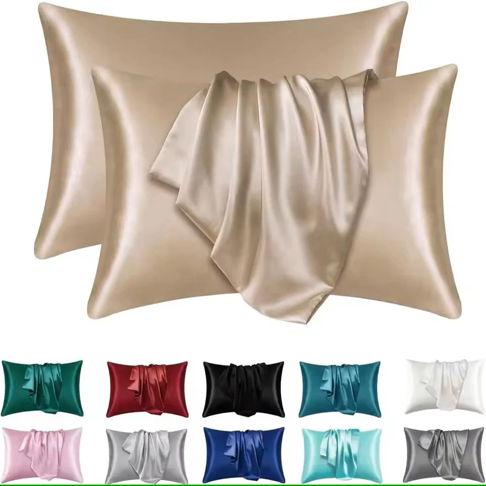 2pcs Satin Silk Pillowcase for Hair and Skin, Coral Pillow Cases Standard Size Set of Super Soft Pillow Case