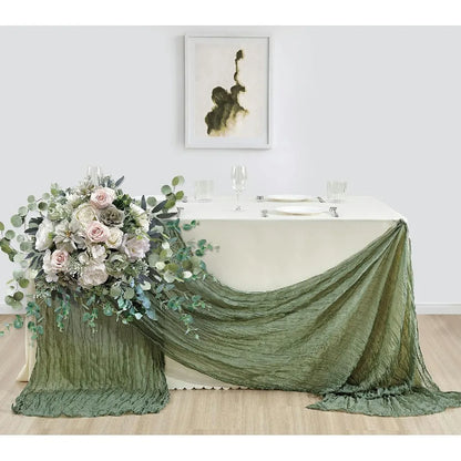 6pcs Cheesecloth Table Runner Boho Gauze Table Runner 40x270cm for Wedding Bridal Shower Birthday Party