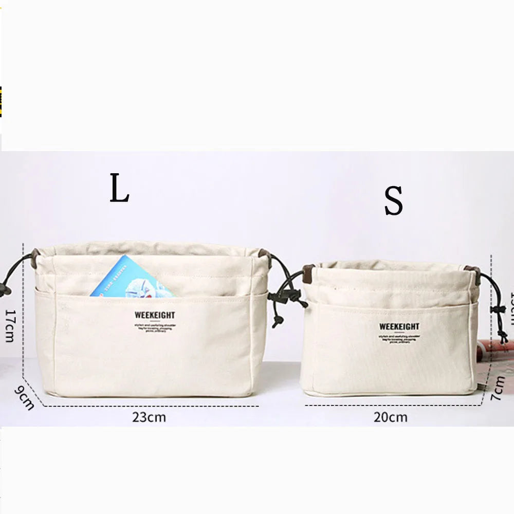 Canvas Cosmetic Storage Bag Waterproof Pouch Multi Compartment Travel Accessory Sturdy Purse Organizer for Home Gym Car Daily