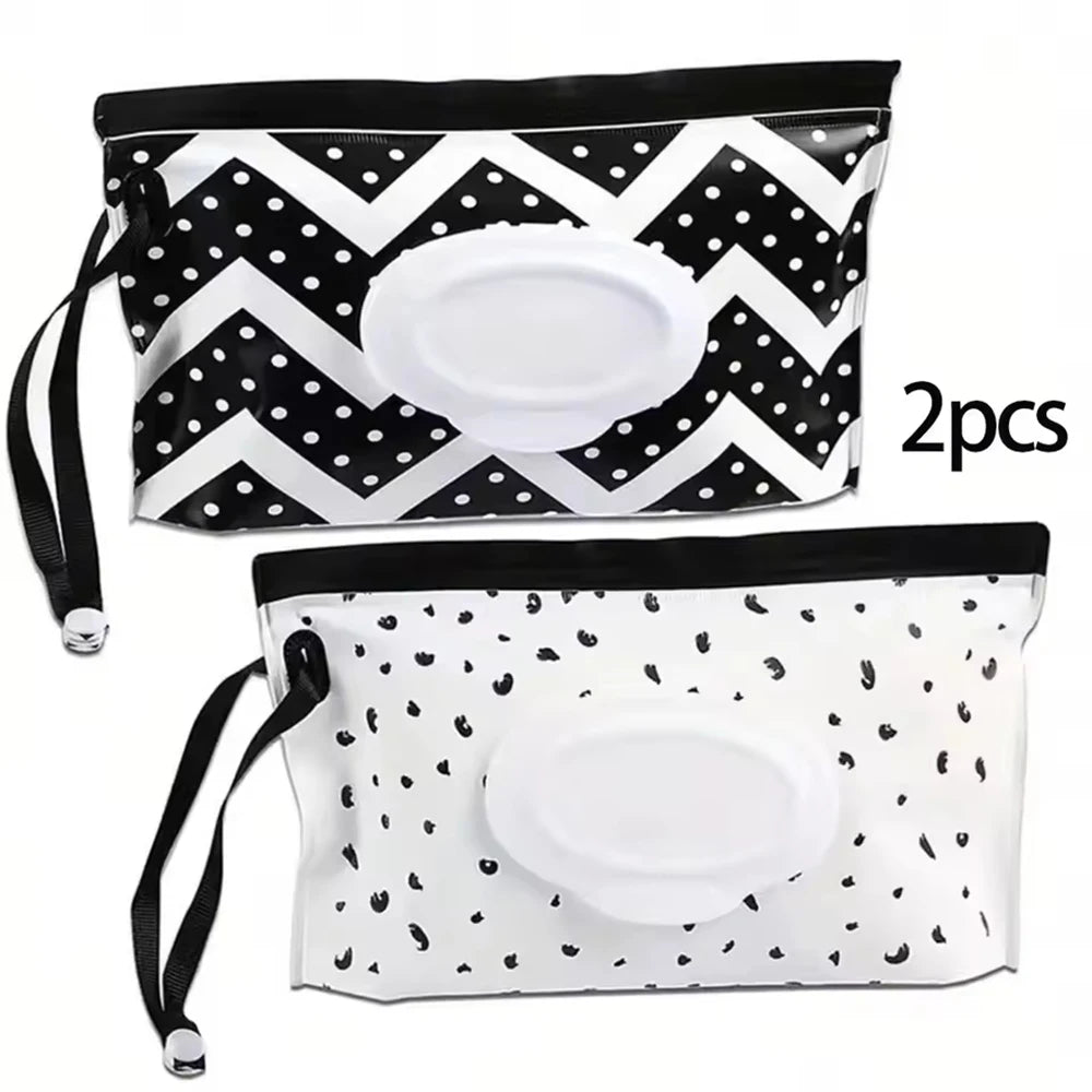 1PCS/2PCS Wet Wipe Bag With Pull-Out Flip Cover, Wet Tissue Bag For Bedside Placement, Handheld, Portable For Going Out