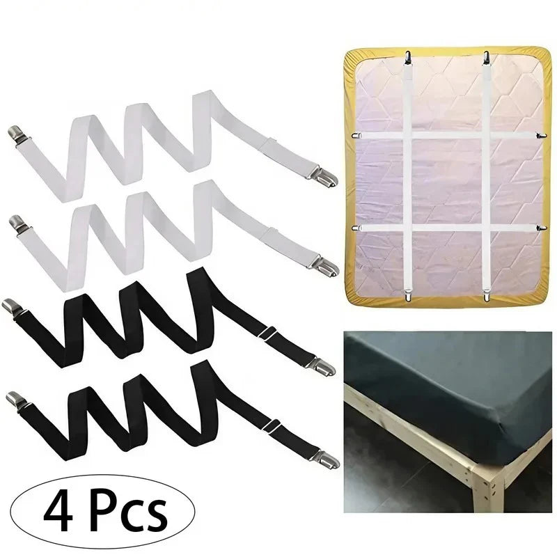 4PCS Double Clip Sheet Fasteners - Versatile Sheet Clips for Bed Sheets and Sofa Covers with Non-slip Adjustment
