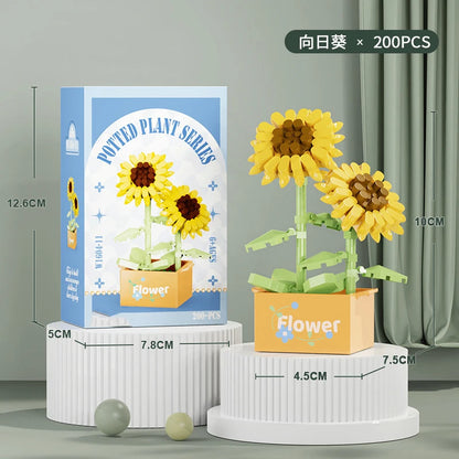 Flower Bouquet Mini Particle Building Blocks Flower Kit 3D DIY Creative Plants Micro Bricks for Home Decor Girl Gift Adults Kids