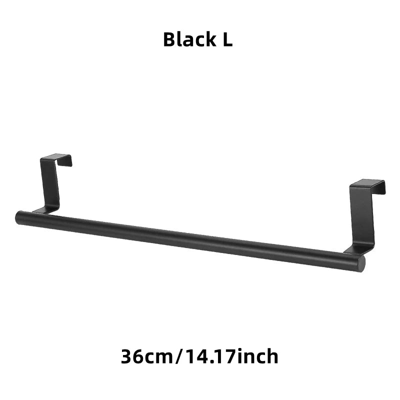 1/2Pcs Towel Rack Over Door Towel Bar Hanging Holder Stainless Steel Bathroom Kitchen Cabinet White Black Towel Rag Shelf Hanger