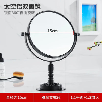 Bathroom Makeup Mirror Aluminum Black Gold Telescopic Mirror Folding Beauty Mirror Wall Hanging Double Sided Mirror Bathroom
