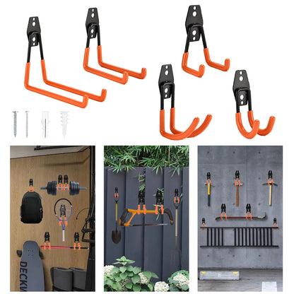 Heavy Duty Metal Hook Garage Organizer Wall Mount Bicycle Hanger Hooks Wall Mount Anti-slip Ladders Storage Hook Garden Tool