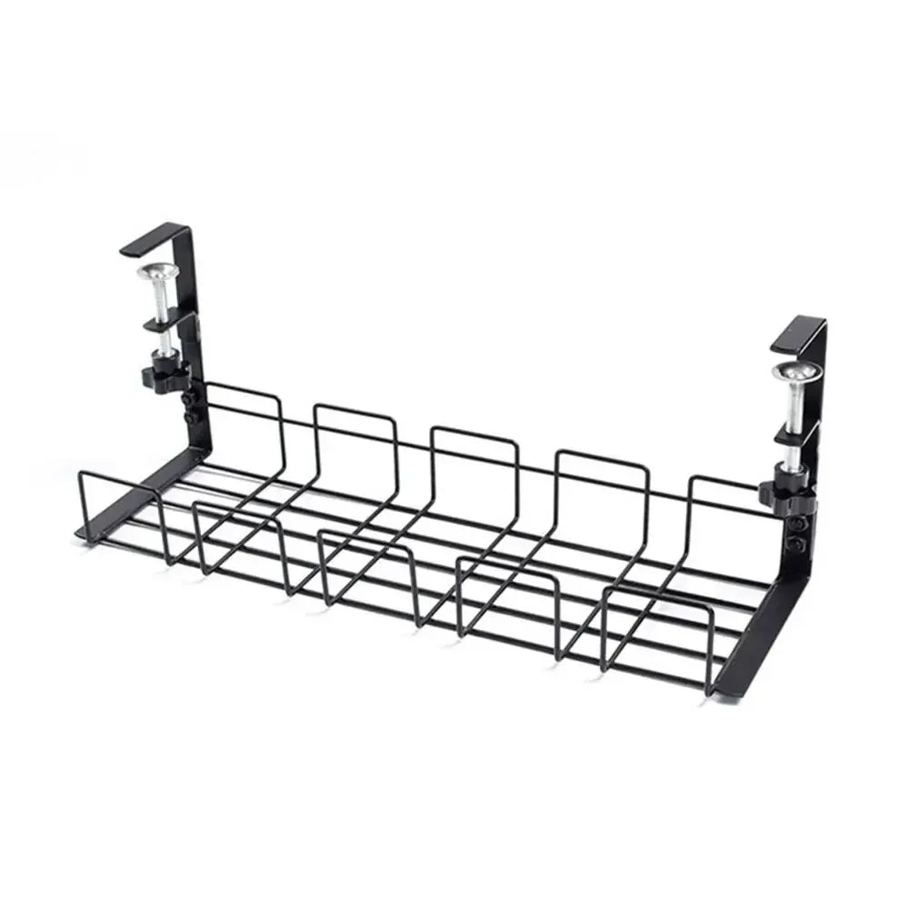 Metal under Table Storage Rack Cable Management Tray Wire Organizer for Home Office Desk No Punching Kitchen Storage Accessories