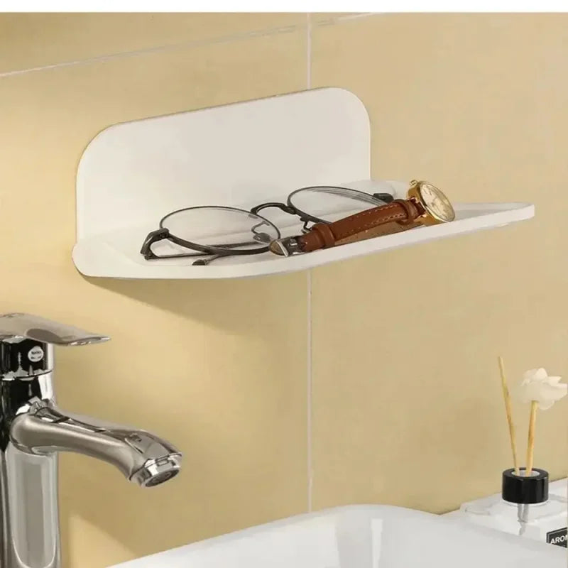 1pcs Wall Mounted Shelf Saving Space Foldable Storage Rack Punch-Free Phone Holder Wifi Router Storage Tray BathroomOrganizer