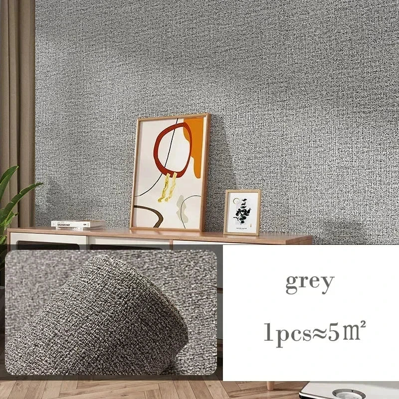 10m 3D Thicken self-adhesive wallpaper linen plain Diatom Mud wall stickers color decor renovation anti-collision Home Decor