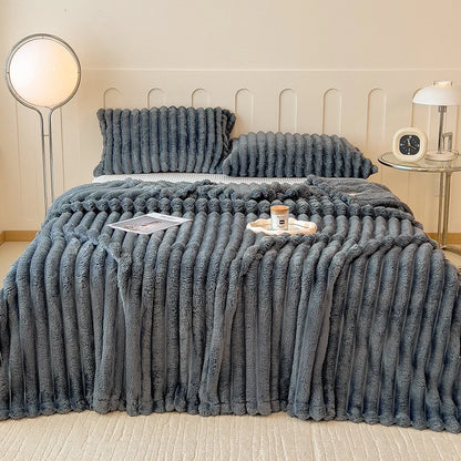 Thickened Wide Striped Flannel Multifunctional Blanket Spring, Can Be Used As Bed Sheet Cover Blanket, Sofa Blanket,nap Blanket