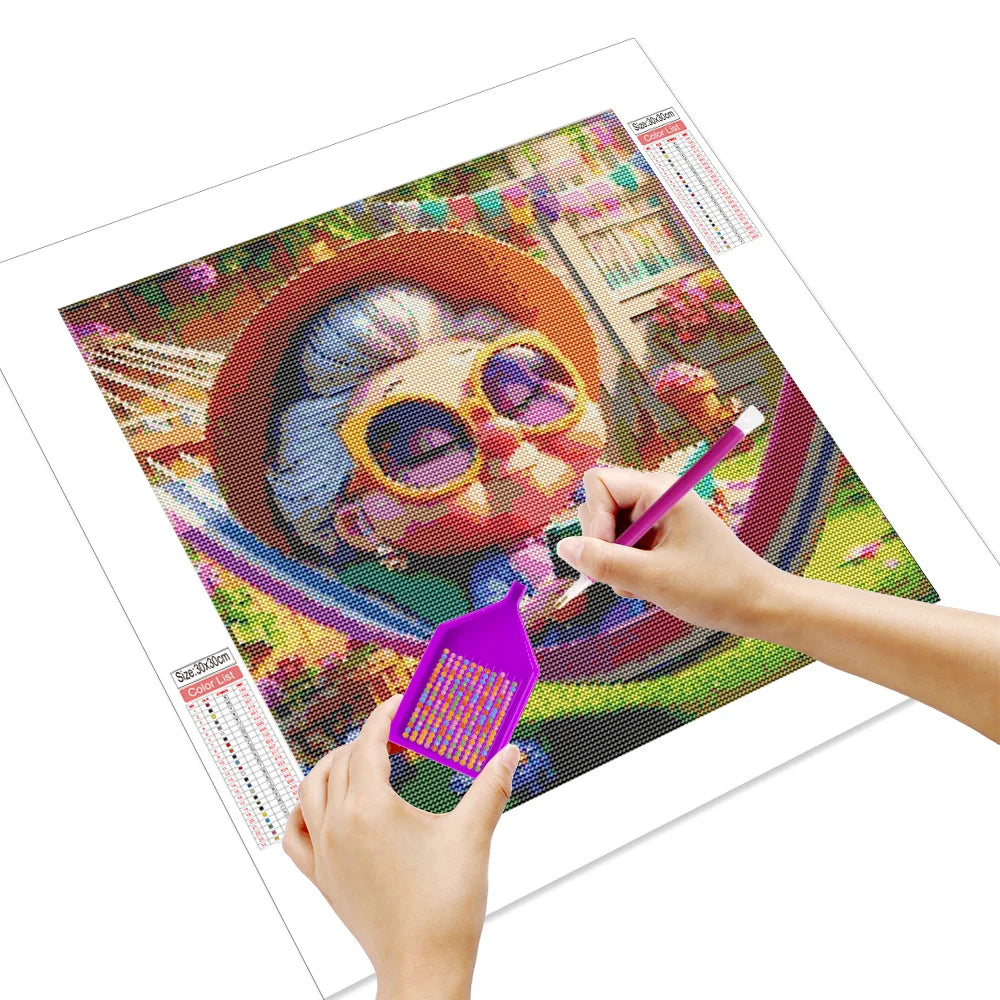 HUACAN Grandma Diamond Painting Old Lady Diamond Mosaic Colorful DIY 5D Wall Painting Home Decor