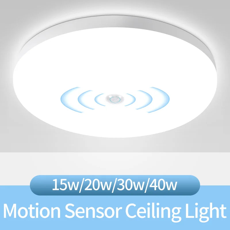 PIR Motion Sensor Ceiling Lamp 15w 20w 30w 40w Motion Detector Modern Ceiling Lighting For Corridor Garage Stair Balcony 220V