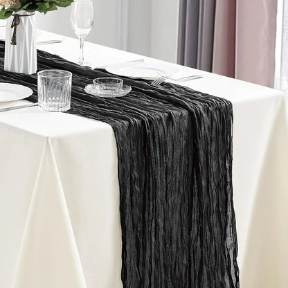 10Pcs CheeseCloth Table Runner, 40x270cm Boho Gauze Fabric Rustic Sheer TableRunner for Wedding Bridal Shower Party Banquet