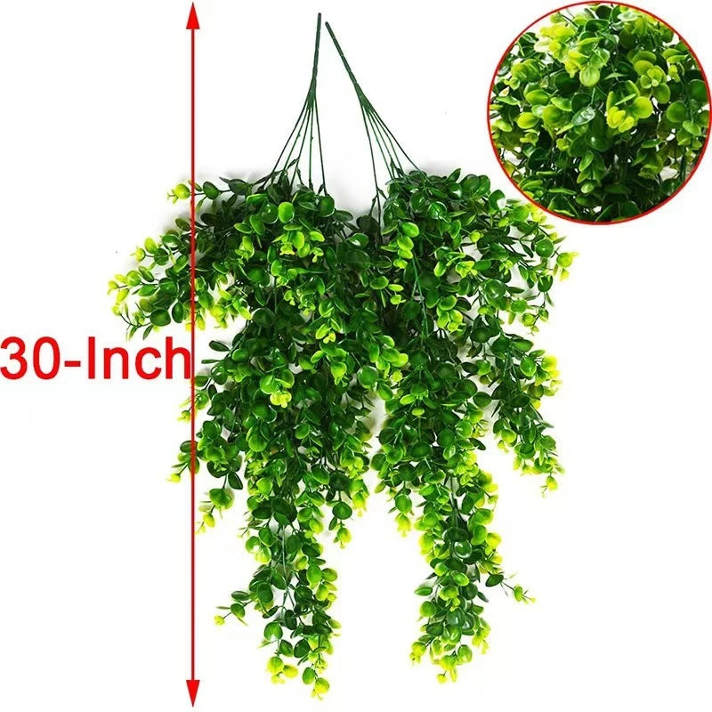 1Pcs Artificial 5Forks Rattan Eucalyptus Wall Hanging Simulation Greenery Fake Hanging Plants Vine Diy  Home Outdoor Decor Plant