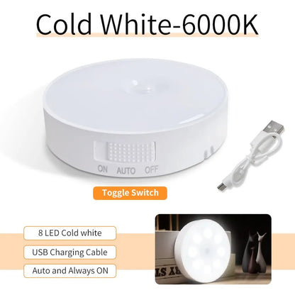 Rechargeable LED Under Cabinet Lights Motion Sensor Night Light Smart Lamp Stairs Closet Wardrobe Kitchen Light Bedroom Decor