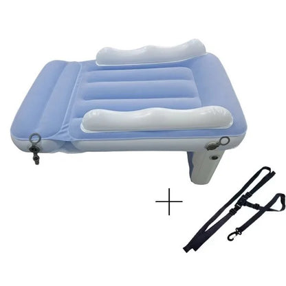 Infant Inflatable Mattress Kids Car Rear Car Mat Foldable Airplane Mattress Outdoor Travel Thickened Flocking Air Mattress