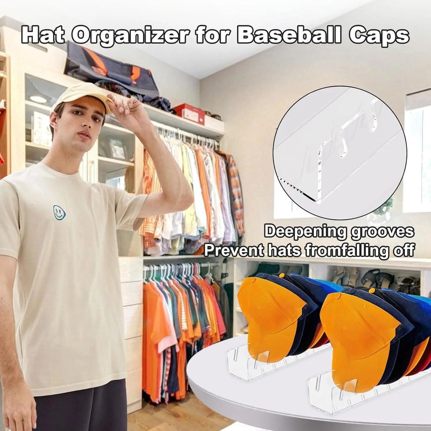 Hot sale Baseball cap racks Stackable Rectangular Acrylic Hat Organizer Stand For Baseball Caps Display And Organizer