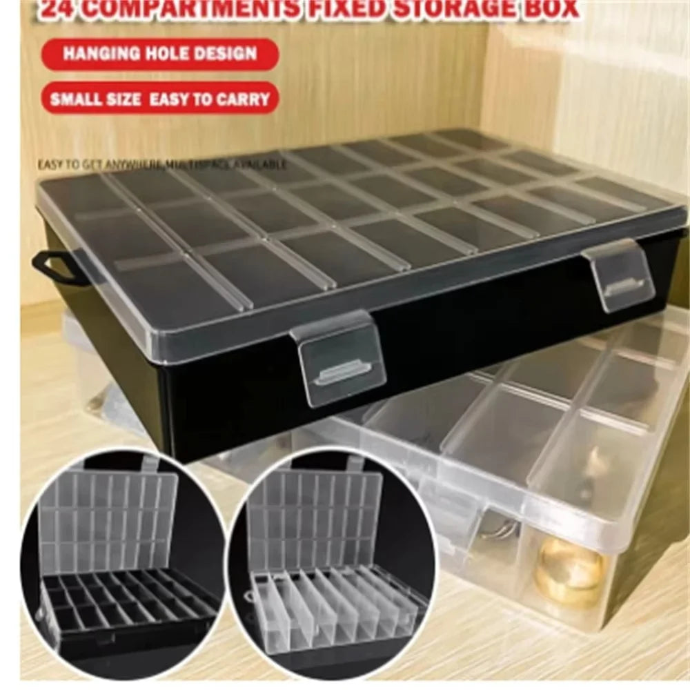 Clear 24-Compartment Plastic Storage Box – Organizer for Crafts, Beads, Jewelry & Small Items (1 Pack)