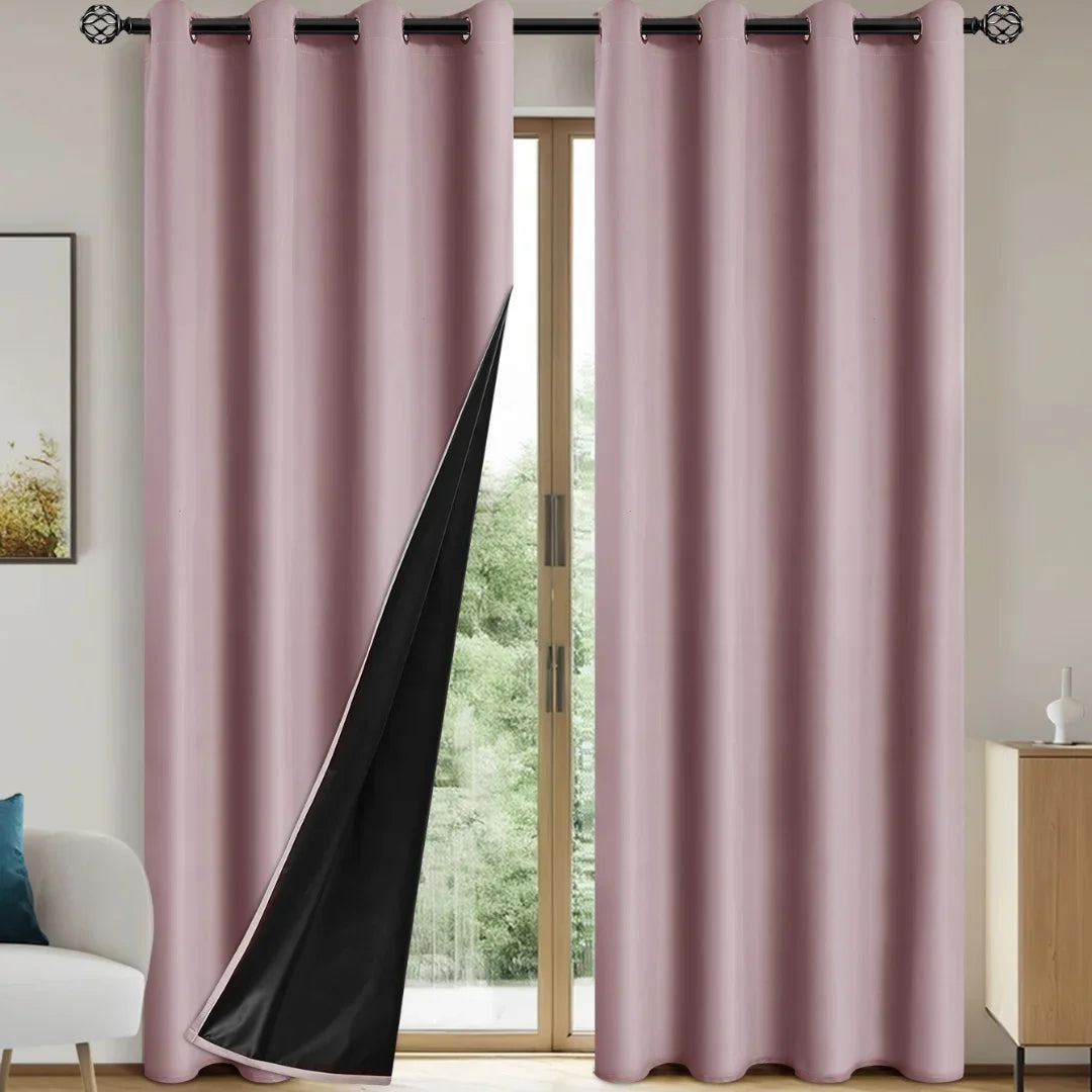 2pcs Modern 100% Blackout Solid Curtains, Window Curtains for Living Room, Bedroom, Kitchen, Home Decoration, Privacy Draps